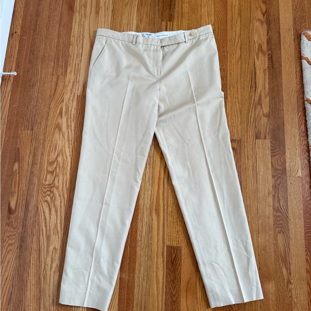 Celine 100% Silk Cream Dress Pants